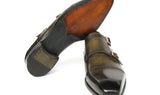 Paul Parkman Men's Goodyear Welted Double Monkstrap Shoes Green