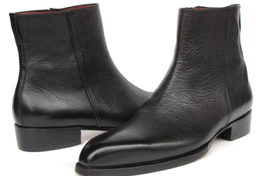 Paul Parkman Men's Black Floater Leather Side Zipper Boots