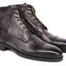 Paul Parkman Men's Gray & Black Hand-Painted Cap Toe Boots