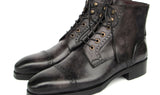 Paul Parkman Men's Gray & Black Hand-Painted Cap Toe Boots