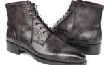 Paul Parkman Men's Gray & Black Hand-Painted Cap Toe Boots