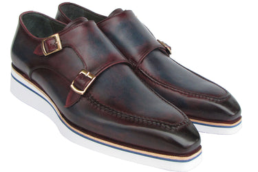Paul Parkman Men's Smart Casual Monkstraps Blue & Bordeaux Patina