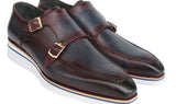 Paul Parkman Men's Smart Casual Monkstraps Blue & Bordeaux Patina