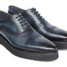 Paul Parkman Men's Smart Casual Cap Toe Oxford Shoes Navy Leather