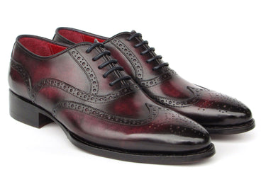 Paul Parkman Bordeaux Burnished Goodyear Welted Wingtip Oxford Shoes