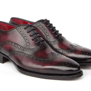 Paul Parkman Bordeaux Burnished Goodyear Welted Wingtip Oxford Shoes in #color_