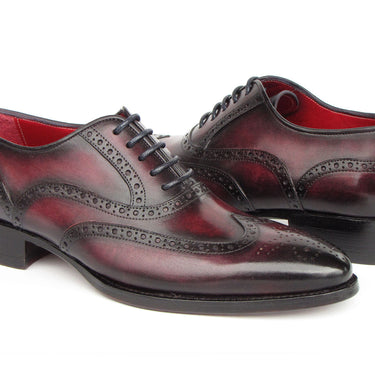 Paul Parkman Bordeaux Burnished Goodyear Welted Wingtip Oxford Shoes in #color_