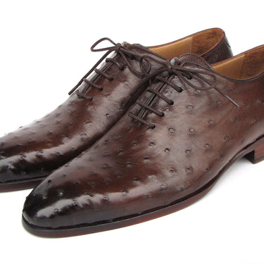 Paul Parkman Men's Brown Genuine Ostrich Oxford Shoes in #color_