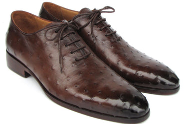 Paul Parkman Men's Brown Genuine Ostrich Oxford Shoes