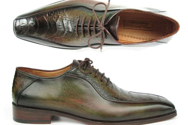 Paul Parkman Green Genuine Ostrich Leg Bicycle Toe Oxfords