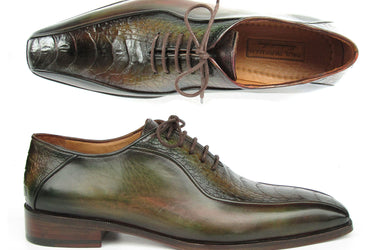 Paul Parkman Green Genuine Ostrich Leg Bicycle Toe Oxfords