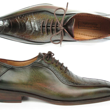 Paul Parkman Green Genuine Ostrich Leg Bicycle Toe Oxfords in #color_