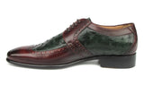 Paul Parkman Men's Green Ostrich & Brown Leather Derby Shoes