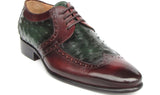 Paul Parkman Men's Green Ostrich & Brown Leather Derby Shoes