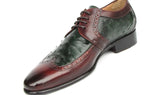 Paul Parkman Men's Green Ostrich & Brown Leather Derby Shoes