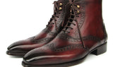 Paul Parkman Men's Bordeaux Burnished Leather Goodyear Welted Wingtip Boots