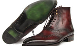 Paul Parkman Men's Bordeaux Burnished Leather Goodyear Welted Wingtip Boots