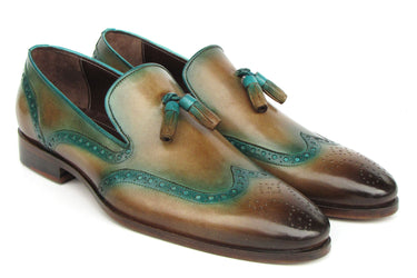 Paul Parkman Men's Tassel Loafers Olive & Green Patina