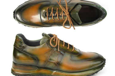 Paul Parkman Men's Olive Green Hand-Painted Sneakers