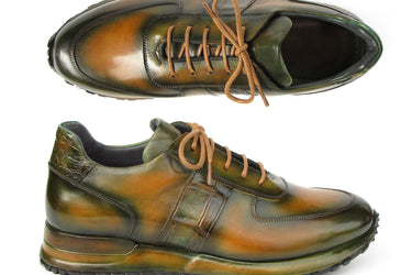 Paul Parkman Men's Olive Green Hand-Painted Sneakers
