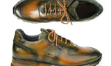 Paul Parkman Men's Olive Green Hand-Painted Sneakers