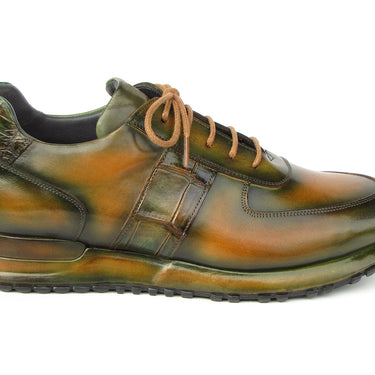 Paul Parkman Men's Olive Green Hand-Painted Sneakers in #color_