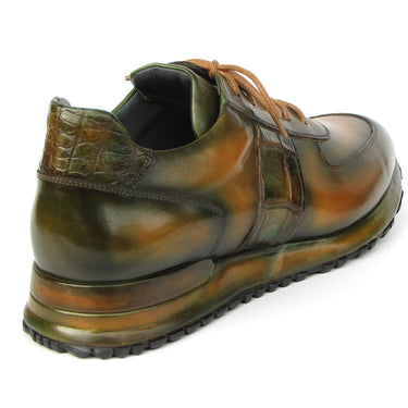 Paul Parkman Men's Olive Green Hand-Painted Sneakers in #color_