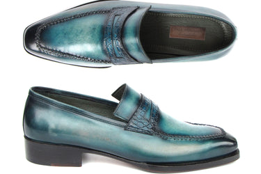 Paul Parkman Men's Turquoise Patina Handmade Loafers