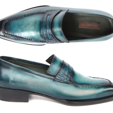 Paul Parkman Men's Turquoise Patina Handmade Loafers in #color_