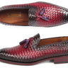 Paul Parkman Men's Woven Leather Tassel Loafers Burgundy