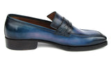 Paul Parkman Men's Blue Patina Handmade Loafers