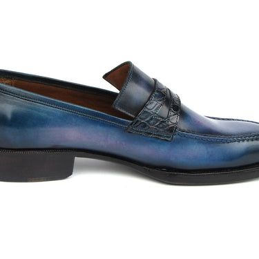 Paul Parkman Men's Blue Patina Handmade Loafers in #color_