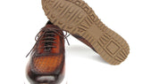 Paul Parkman Men's Brown Hand-Painted Woven Leather Sneakers