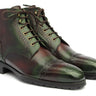 Paul Parkman Men's Green & Brown Hand-Painted Cap Toe Boots