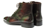 Paul Parkman Men's Green & Brown Hand-Painted Cap Toe Boots