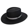 Fernandez y Roche Dallas Ribbon in Black Wool Gambler Hat Made in Spain in Black