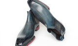 Paul Parkman Men's Norwegian Welted Burnished Leather Chelsea Boots in Blue