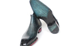 Paul Parkman Men's Norwegian Welted Burnished Leather Chelsea Boots in Blue