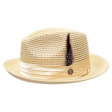 Bruno Capelo Julian Pinch Front Straw Fedora in Beige