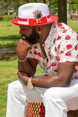 Bruno Capelo Main Street Two-Tone Straw Snap Brim Fedora