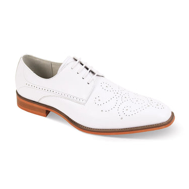 Giovanni Joel Perforated Patina Blucher Dress Shoe in White