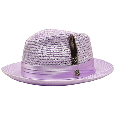 Bruno Capelo Julian Pinch Front Straw Fedora in Lavender