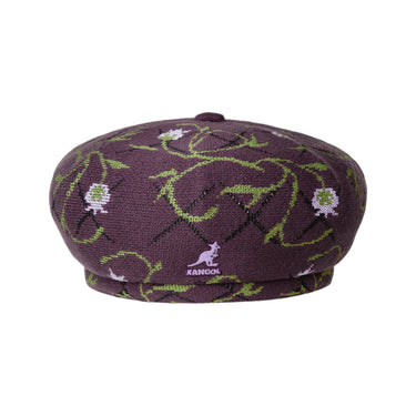 Kangol Tapestry Jax Jacquard Knit Beret in Deep Plum Floral