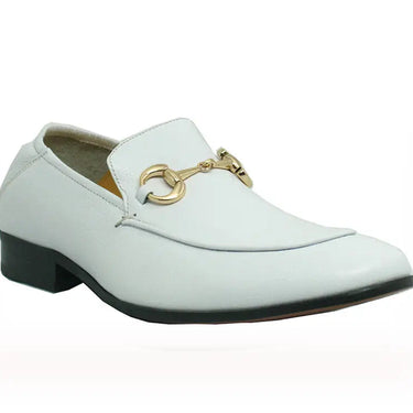 Carrucci Shoes KS525-305 Soft Leather Buckle Loafer in White