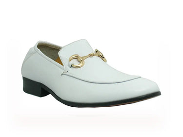 Carrucci Shoes KS525-305 Soft Leather Buckle Loafer in White