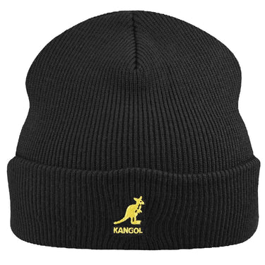 Kangol Acrylic Pull On Double Branded Beanie in Black / Gold OSFM