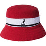 Kangol Bermuda Stripe Textured Bucket Hat in Scarlet #color_ Scarlet
