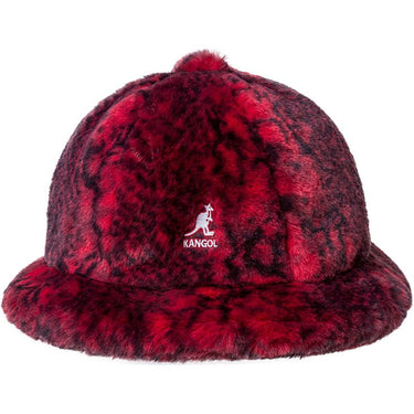 Kangol Faux Fur Casual Bucket Hat in Red Snake