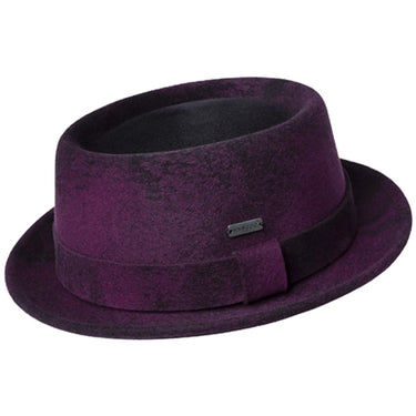 Kangol Polished Pork Pie Wool Felt in Blackberry Swirl