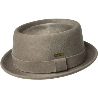 Kangol Polished Pork Pie Wool Felt in Taupe #color_ Taupe